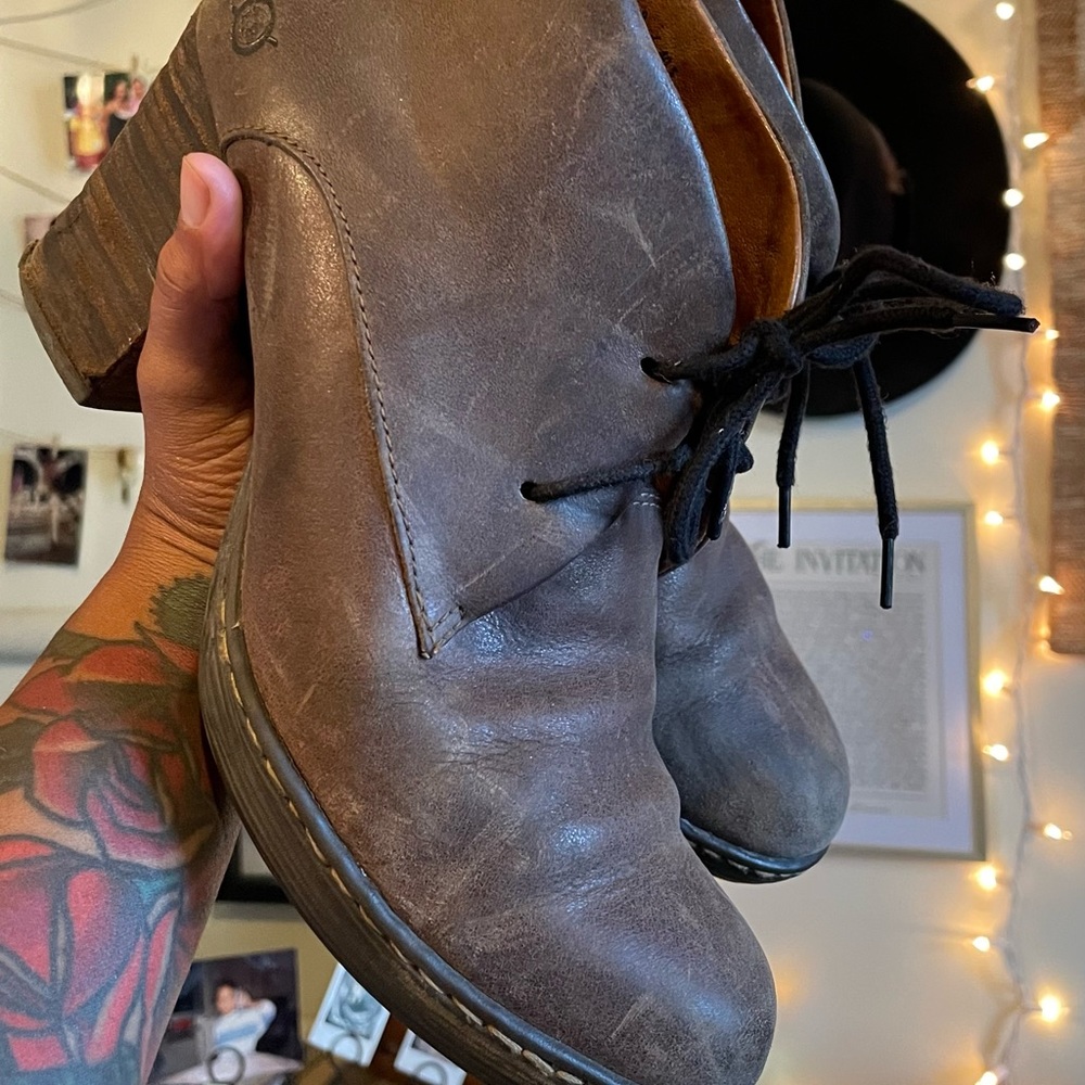 Brown Genuine Leather Börn “Ramsey” Heeled Booties